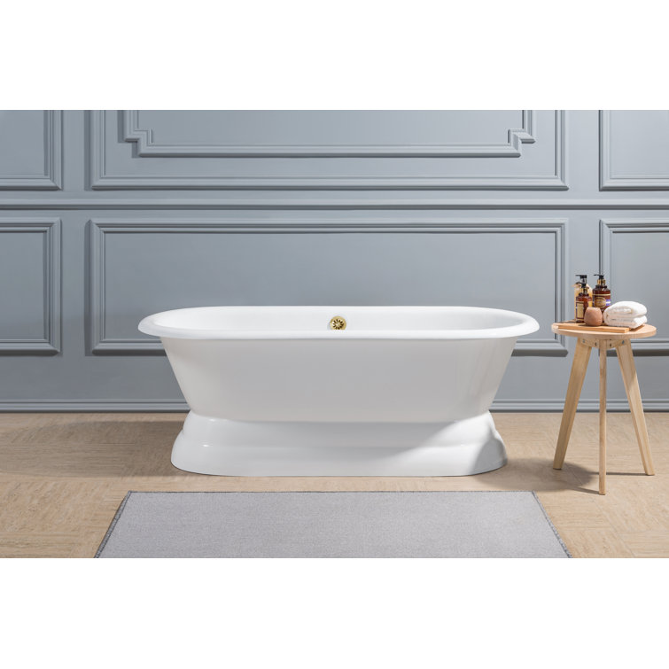 StreamlineBath 60" x 30" Soaking Porcelain Enameled Cast Iron Bathtub